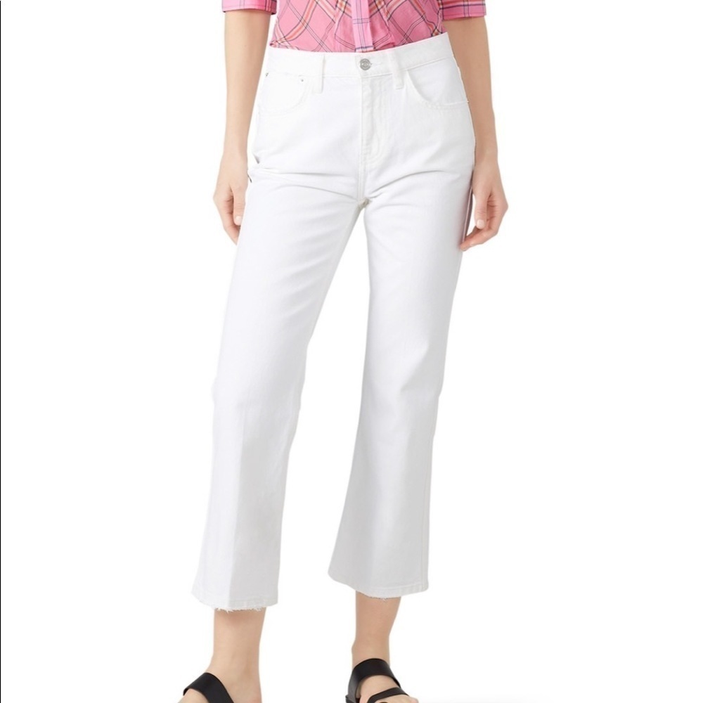 NWT Current/Elliott Straight Leg White Denim Jeans